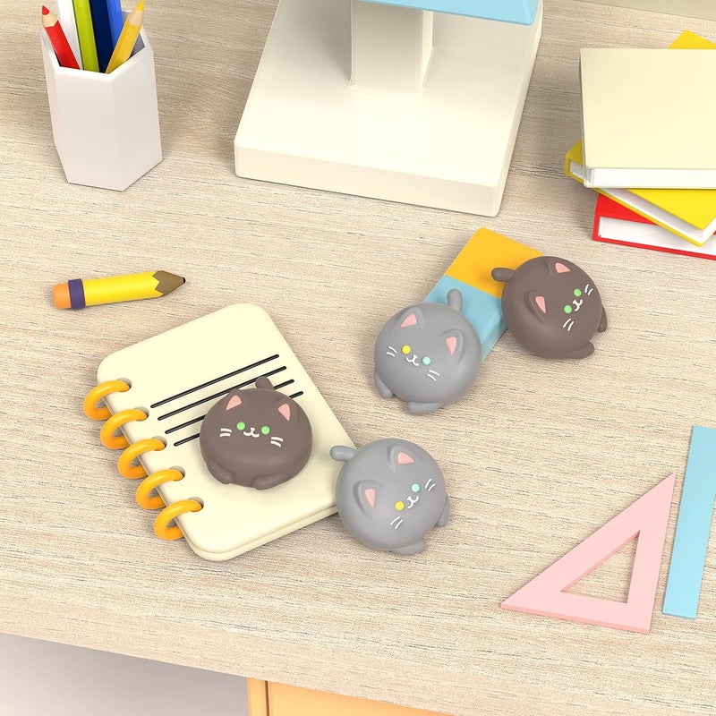 playvital Joystick Caps for Nintendo Switch, Thumbstick Grips for Switch Lite, Analog Cover for OLED Joycon Thumb Grip Caps - Cutie Kitty Fleeting Gray & Dark Brown - Image 5